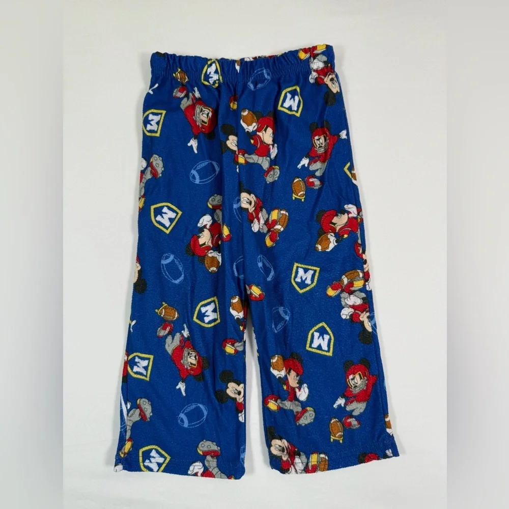 DISNEY‎ Boys Mickey Mouse Football Fleece Pajama Set 3T Character Loungewear